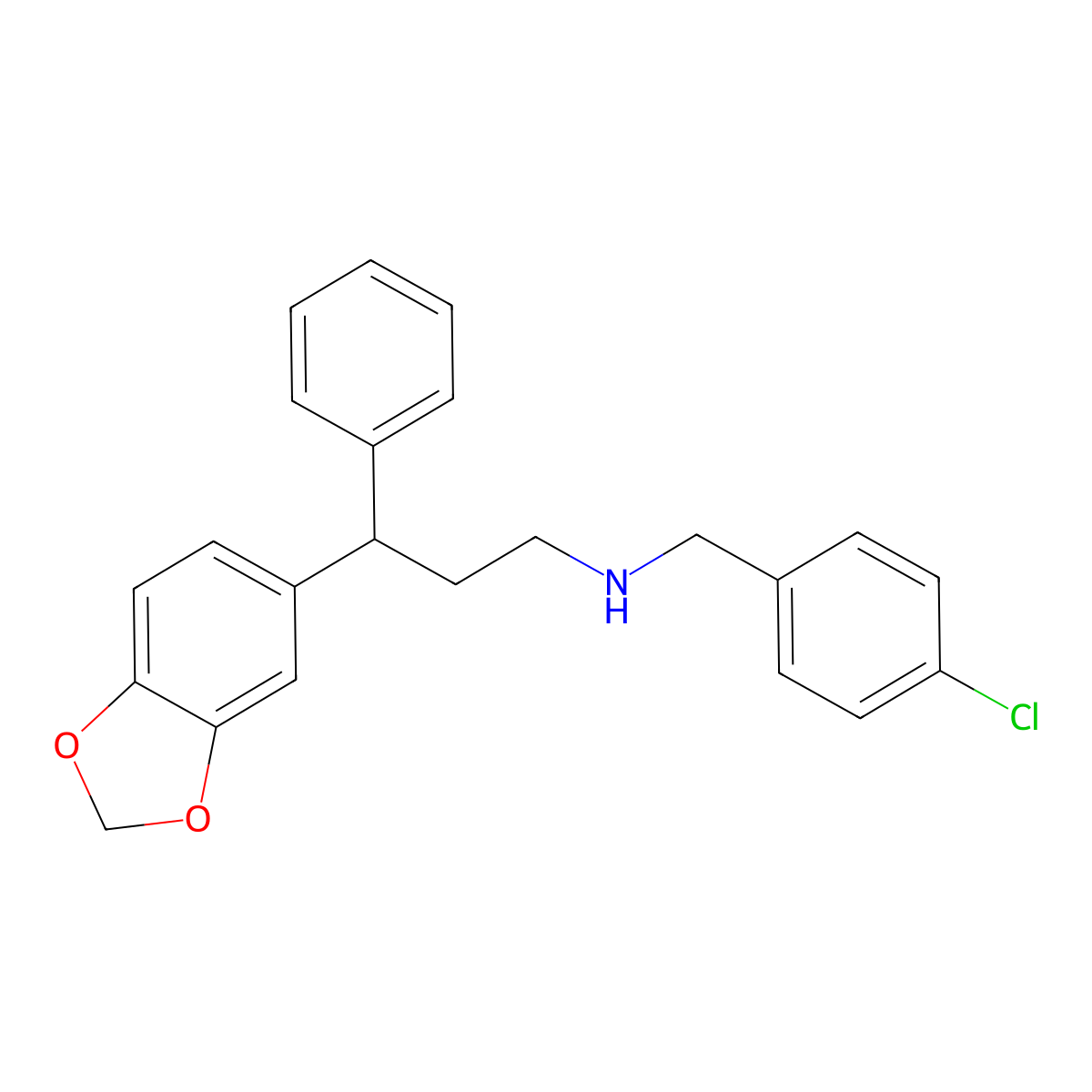 3-(1,3-benzodioxol-5-yl)-N-(4-chlorobenzyl)-3-phenylpropan-1-amine molecular structure, CAS 433964-49-9