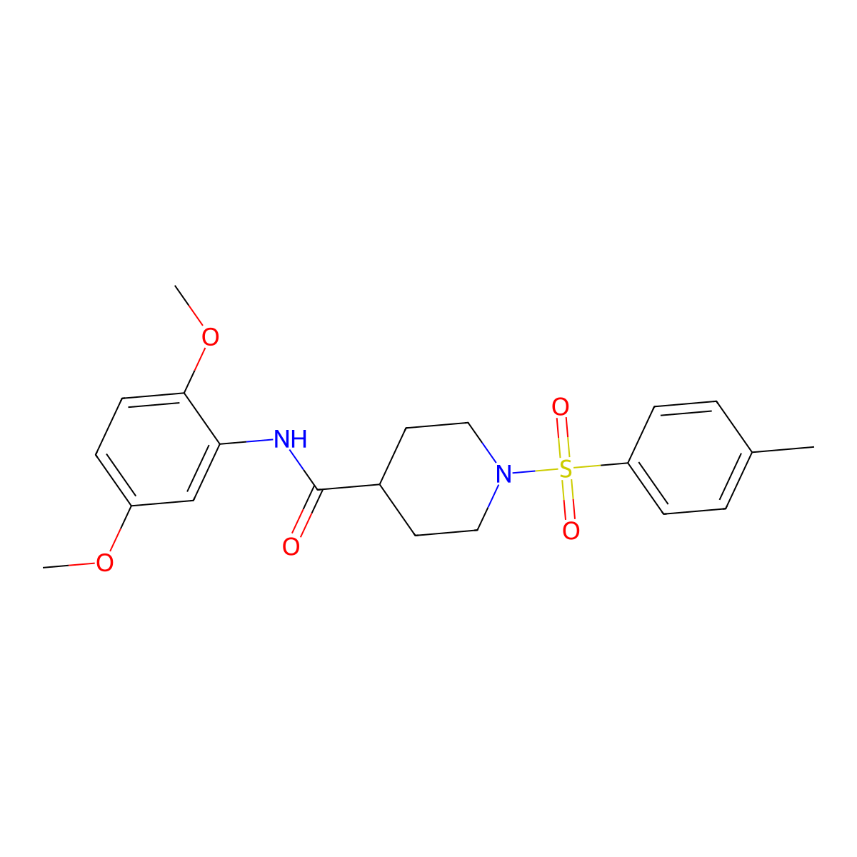 N-(2,5-dimethoxyphenyl)-1-(4-methylphenyl)sulfonylpiperidine-4-carboxamide molecular structure, CAS 433964-52-4