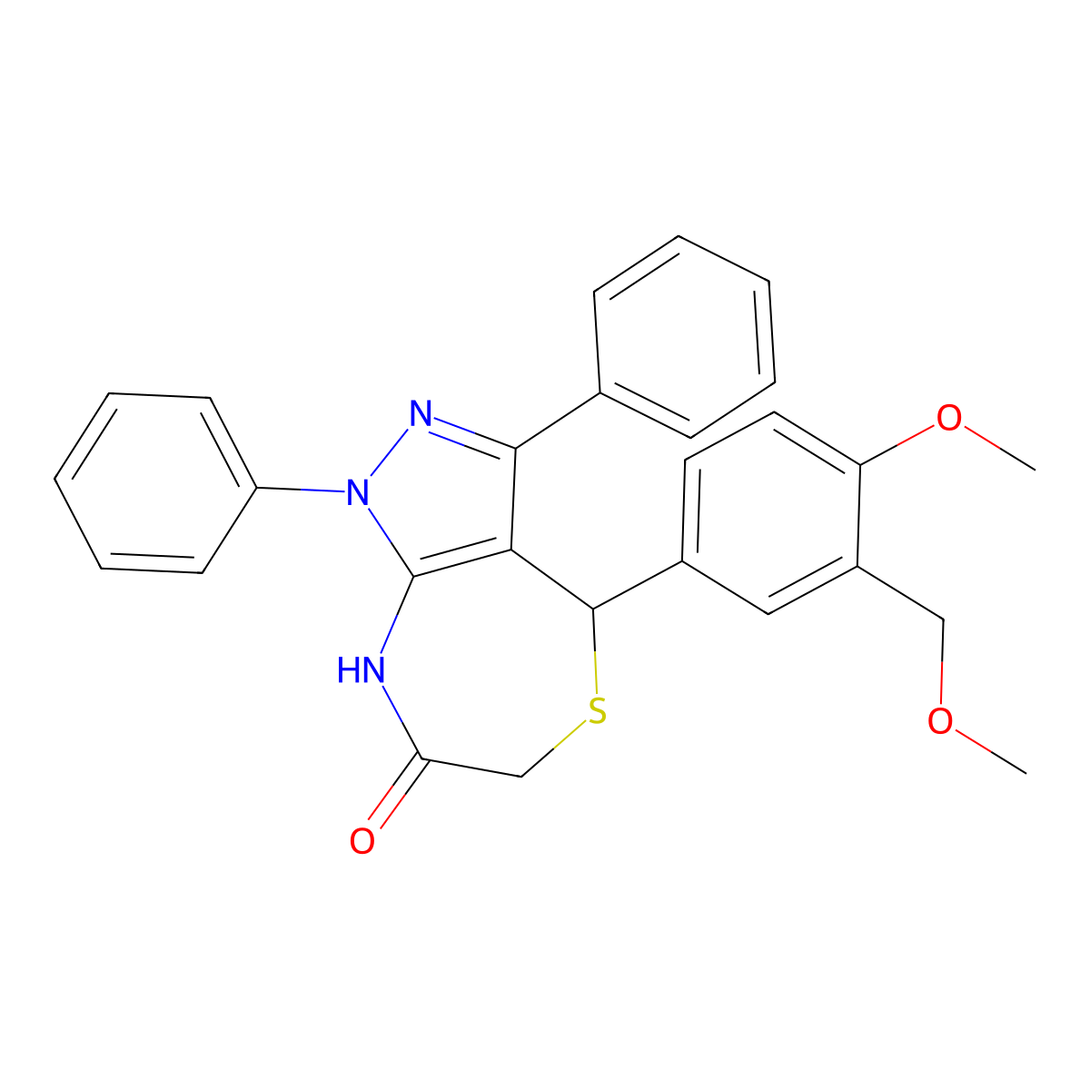 4-[4-methoxy-3-(methoxymethyl)phenyl]-1,3-diphenyl-4,8-dihydro-1H-pyrazolo[3,4-e][1,4]thiazepin-7(6H)-one molecular structure, CAS 433964-53-5