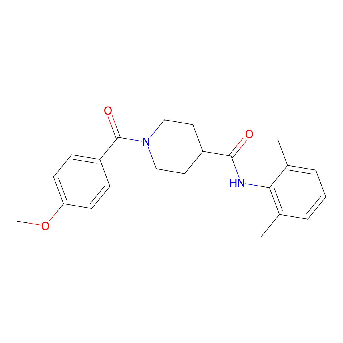N-(2,6-dimethylphenyl)-1-(4-methoxybenzoyl)piperidine-4-carboxamide molecular structure, CAS 433964-57-9
