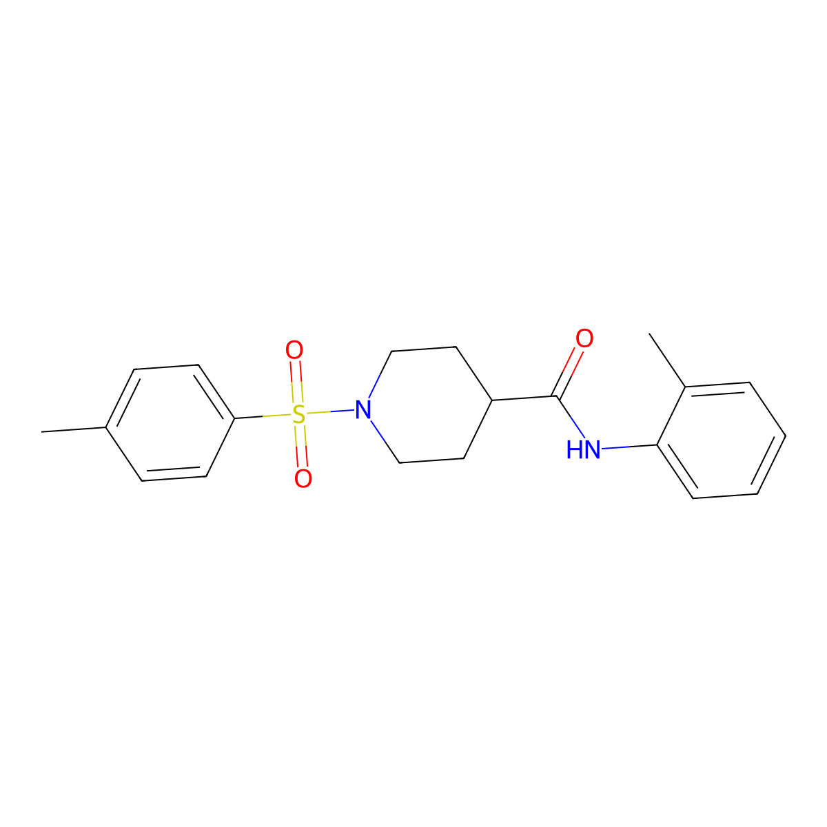 N-(2-methylphenyl)-1-(4-methylphenyl)sulfonylpiperidine-4-carboxamide molecular structure, CAS 433964-61-5