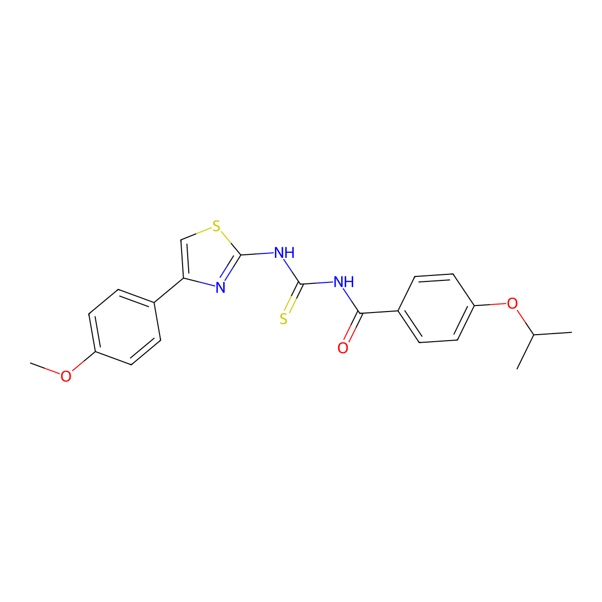N-[[4-(4-methoxyphenyl)-1,3-thiazol-2-yl]carbamothioyl]-4-propan-2-yloxybenzamide molecular structure, CAS 433964-67-1