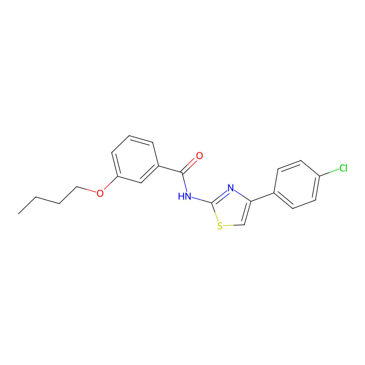 3-butoxy-N-[4-(4-chlorophenyl)-1,3-thiazol-2-yl]benzamide molecular structure, CAS 433964-72-8