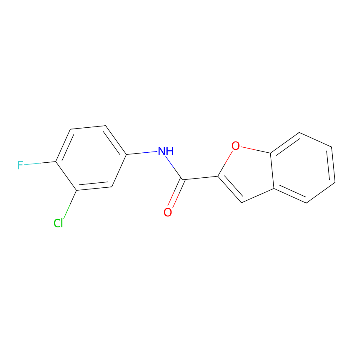 N-(3-chloro-4-fluorophenyl)-1-benzofuran-2-carboxamide molecular structure, CAS 433964-81-9