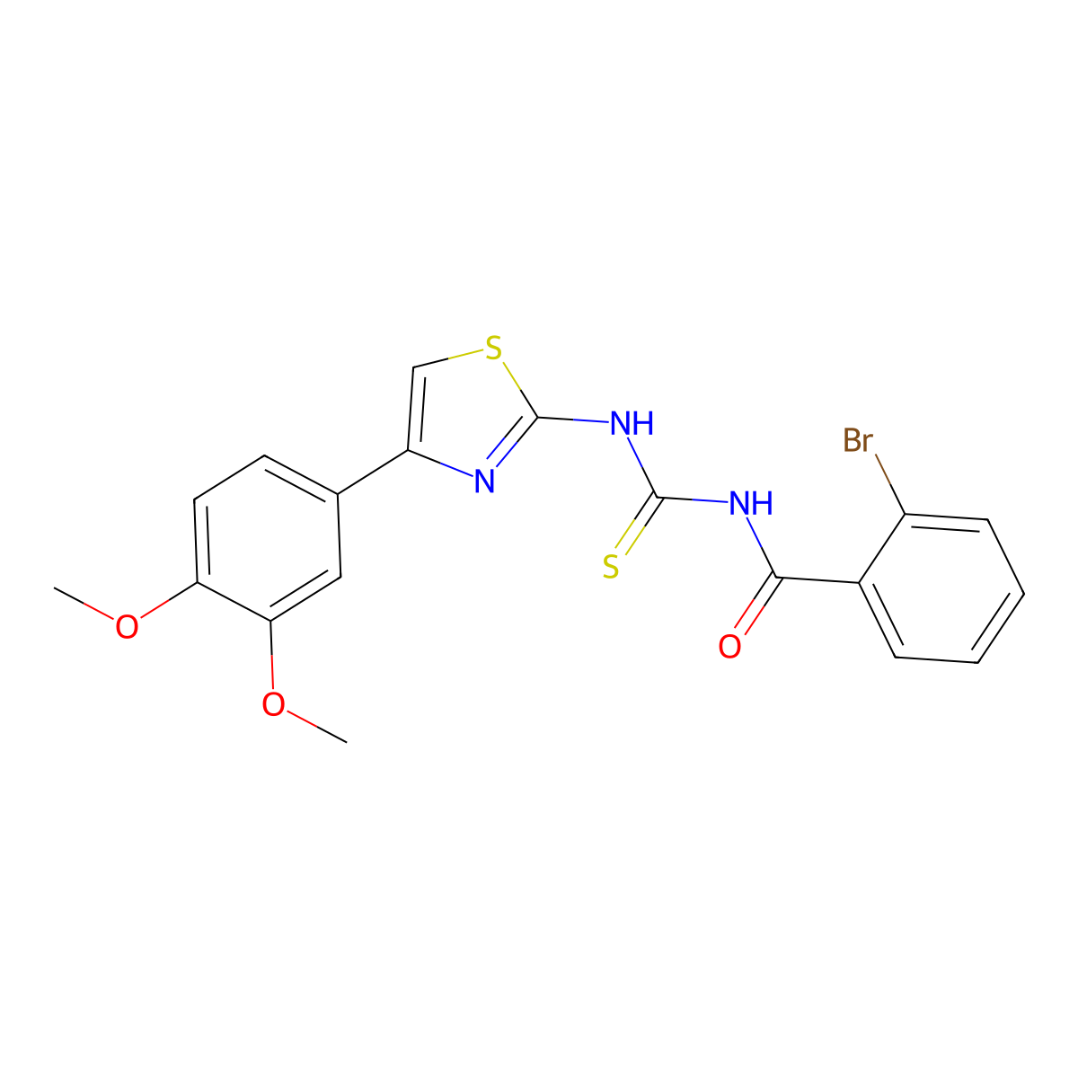 2-bromo-N-[[4-(3,4-dimethoxyphenyl)-1,3-thiazol-2-yl]carbamothioyl]benzamide molecular structure, CAS 433964-86-4