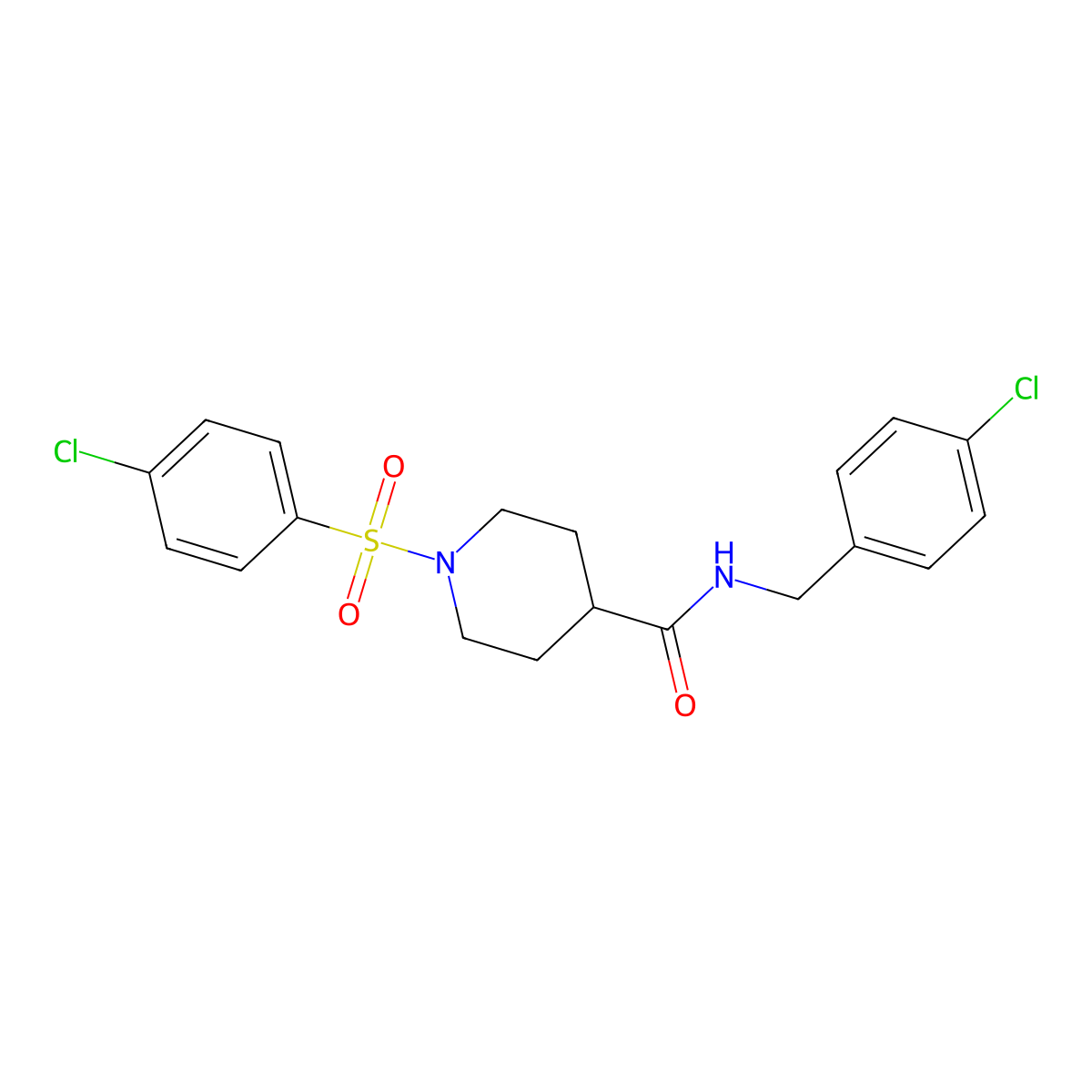 N-(4-chlorobenzyl)-1-[(4-chlorophenyl)sulfonyl]piperidine-4-carboxamide molecular structure, CAS 433964-97-7