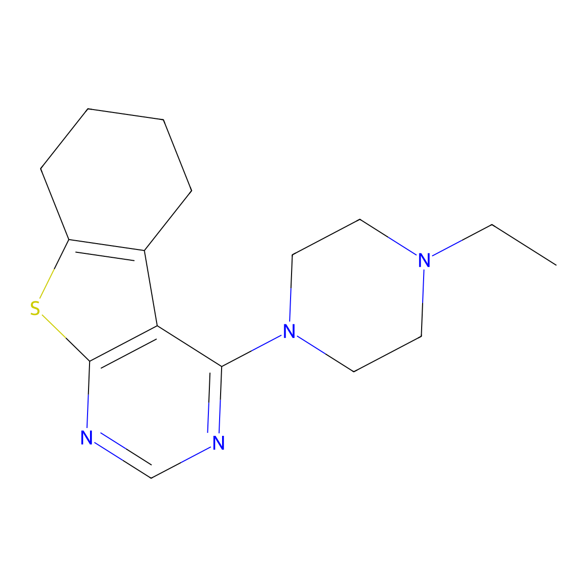 4-(4-Ethylpiperazin-1-yl)-5,6,7,8-tetrahydro-[1]benzothiolo[2,3-d]pyrimidine molecular structure, CAS 433964-98-8