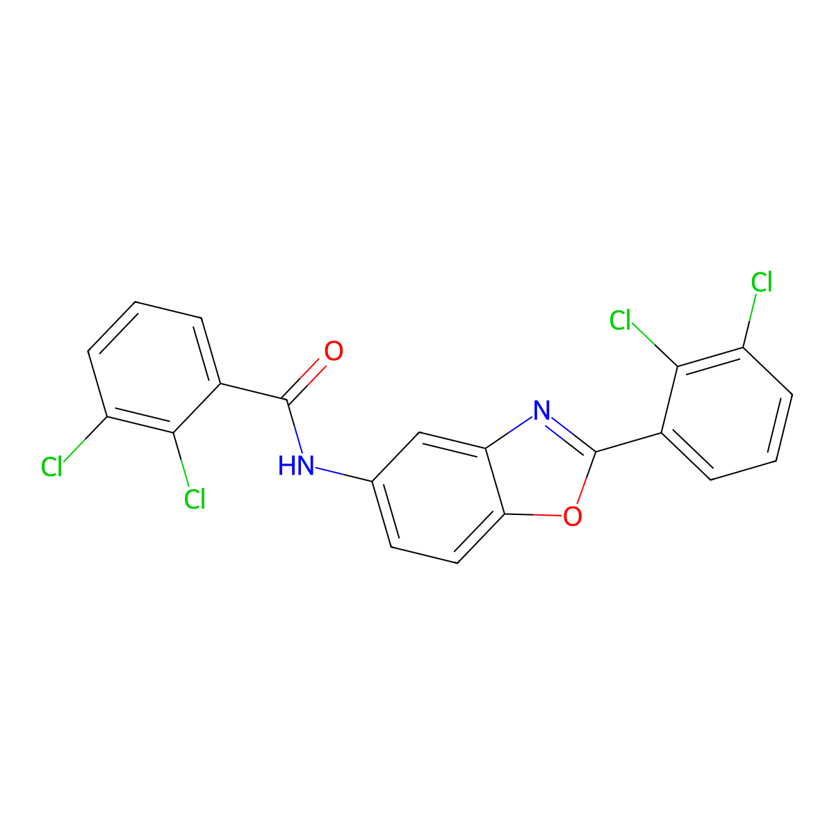 2,3-dichloro-N-[2-(2,3-dichlorophenyl)-1,3-benzoxazol-5-yl]benzamide molecular structure, CAS 433965-00-5