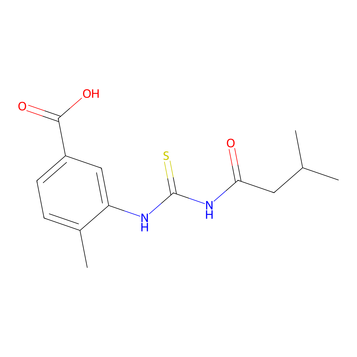 4-Methyl-3-{[(3-methylbutanoyl)carbamothioyl]amino}benzoic acid molecular structure, CAS 433965-29-8