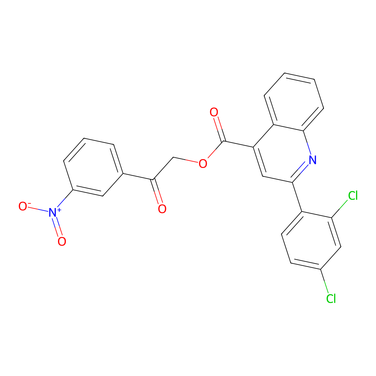 2-(3-Nitrophenyl)-2-oxoethyl 2-(2,4-dichlorophenyl)quinoline-4-carboxylate molecular structure, CAS 433965-30-1