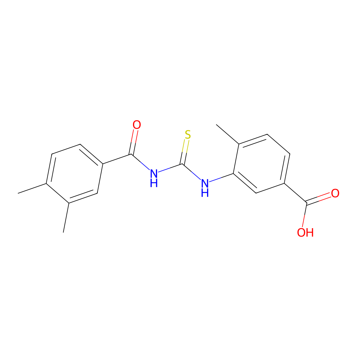 3-({[(3,4-Dimethylphenyl)carbonyl]carbamothioyl}amino)-4-methylbenzoic acid molecular structure, CAS 433965-38-9