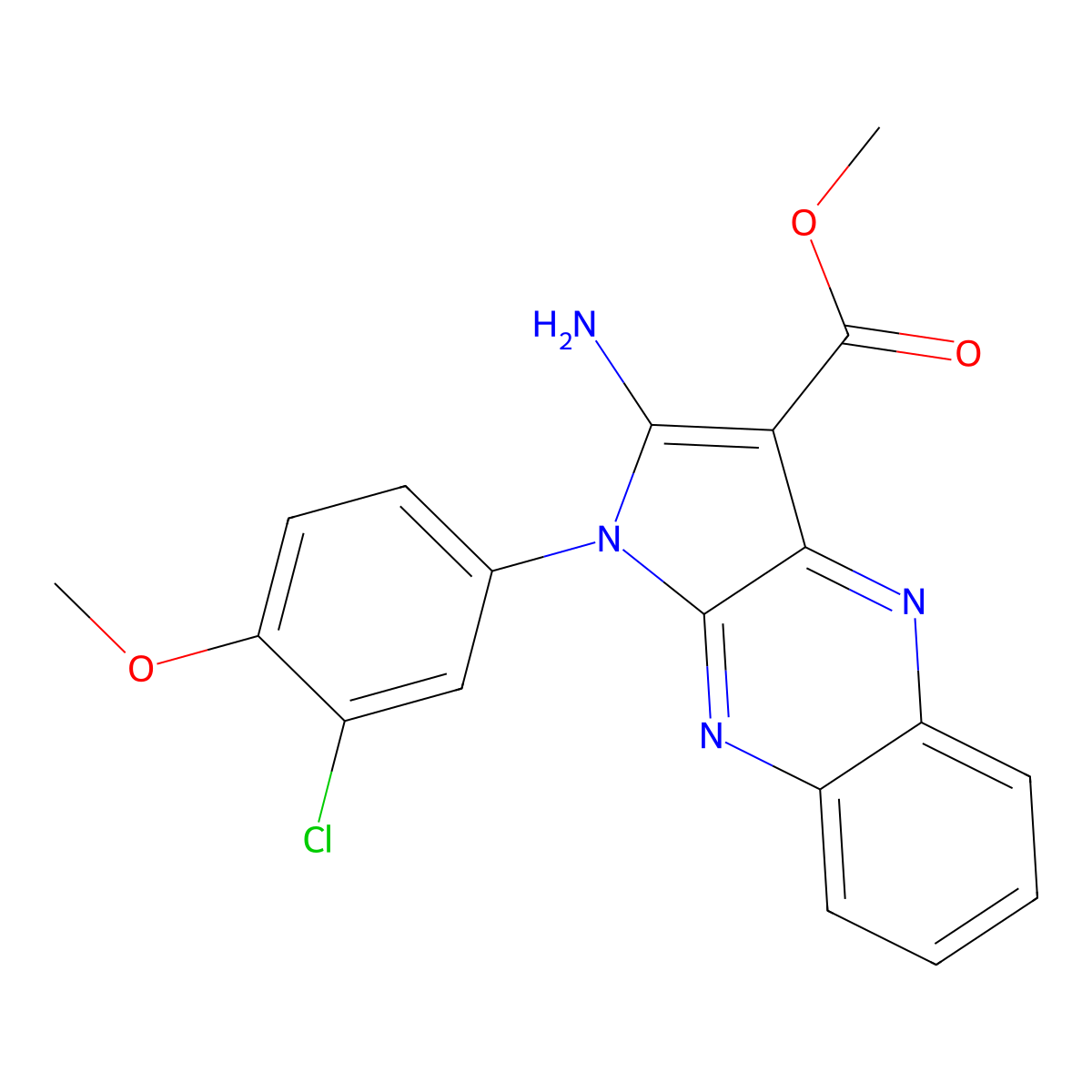 methyl 2-amino-1-(3-chloro-4-methoxyphenyl)-1H-pyrrolo[2,3-b]quinoxaline-3-carboxylate molecular structure, CAS 433965-46-9