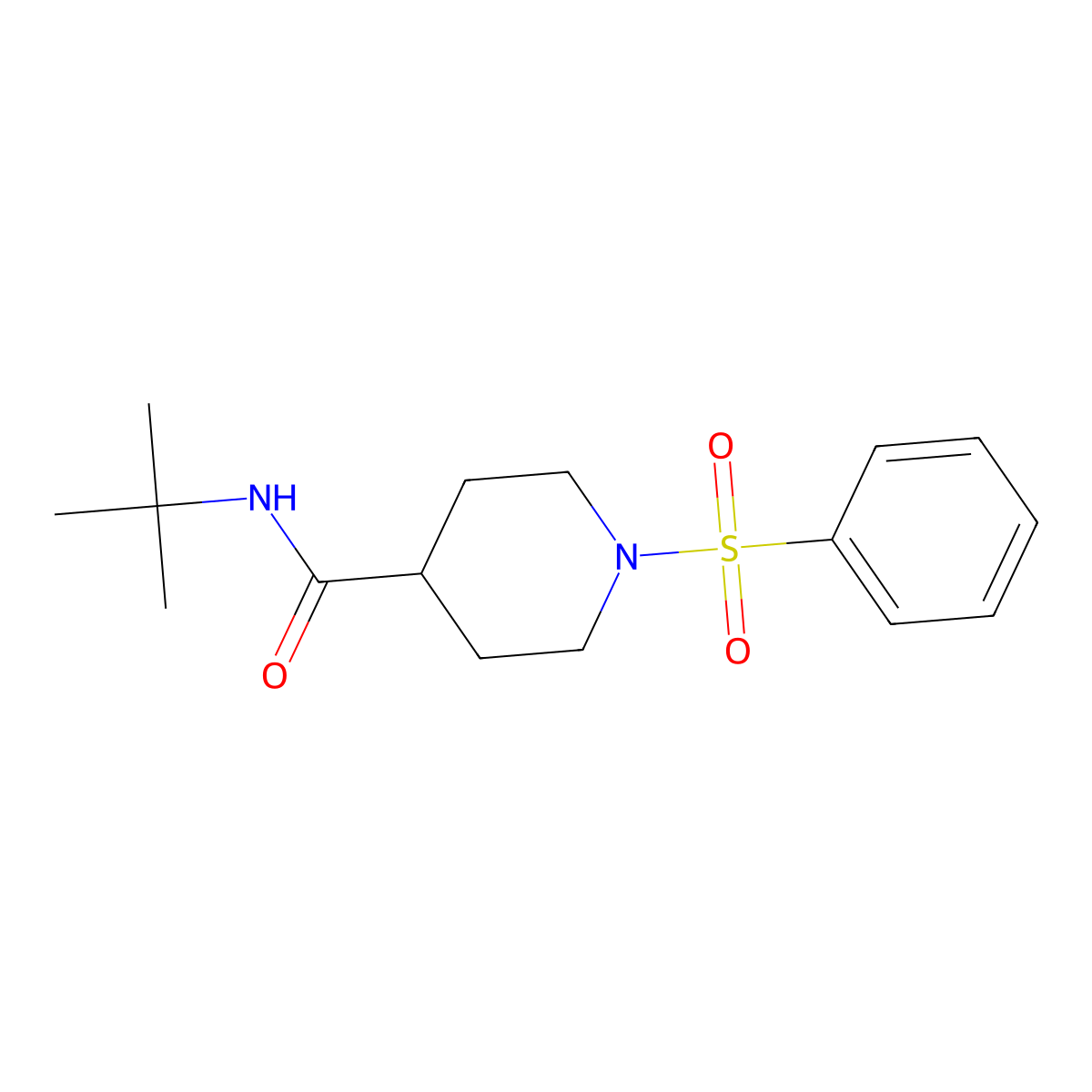 N-(tert-butyl)-1-(phenylsulfonyl)-4-piperidinecarboxamide molecular structure, CAS 433965-47-0