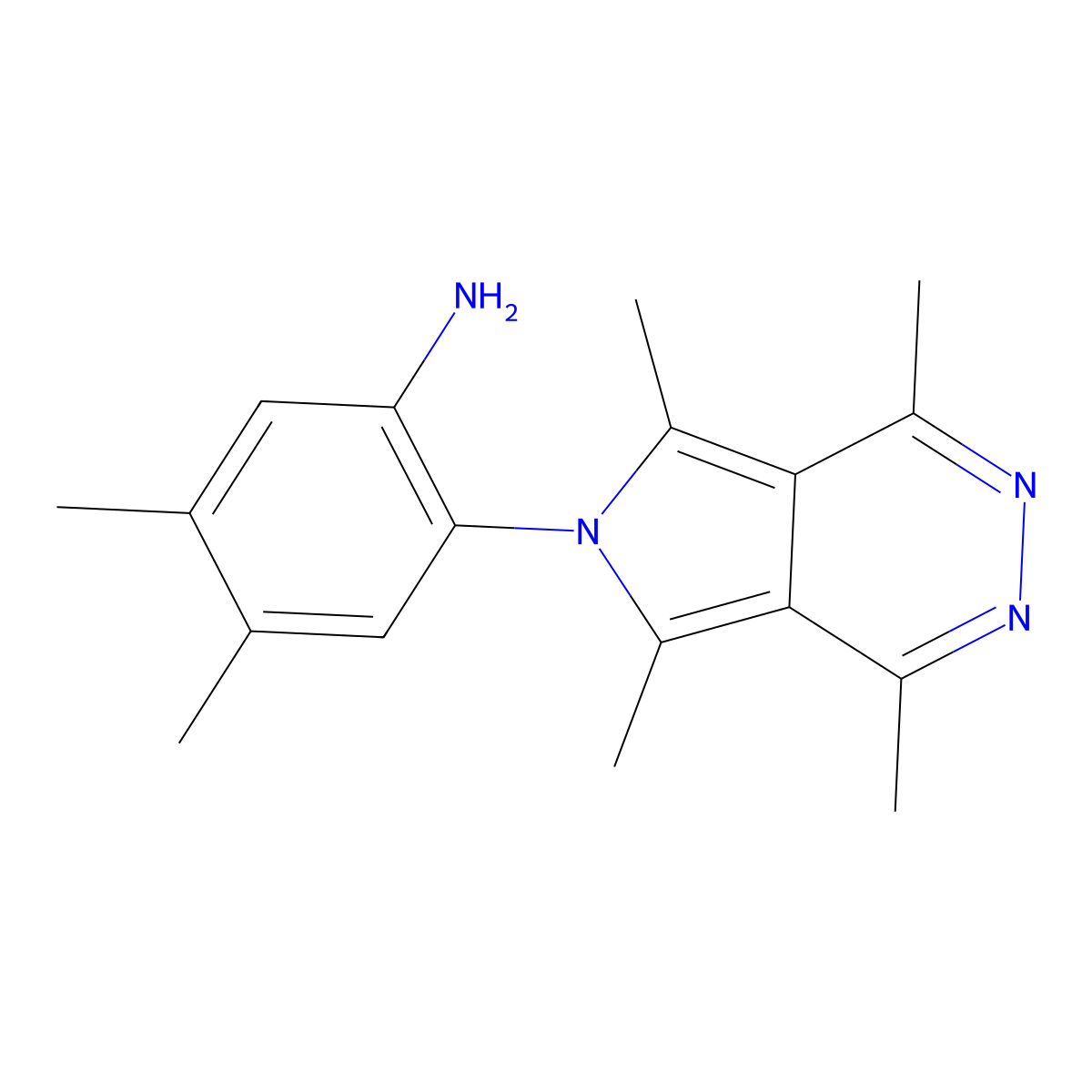 4,5-Dimethyl-2-(1,4,5,7-tetramethylpyrrolo[3,4-d]pyridazin-6-yl)aniline molecular structure, CAS 433965-71-0