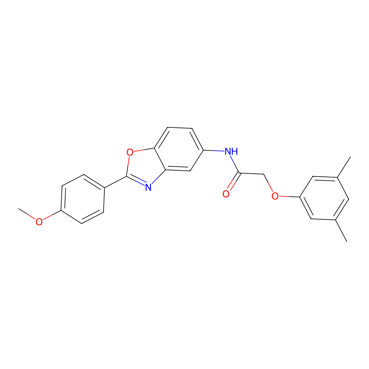 2-(3,5-dimethylphenoxy)-N-[2-(4-methoxyphenyl)-1,3-benzoxazol-5-yl]acetamide molecular structure, CAS 433965-76-5