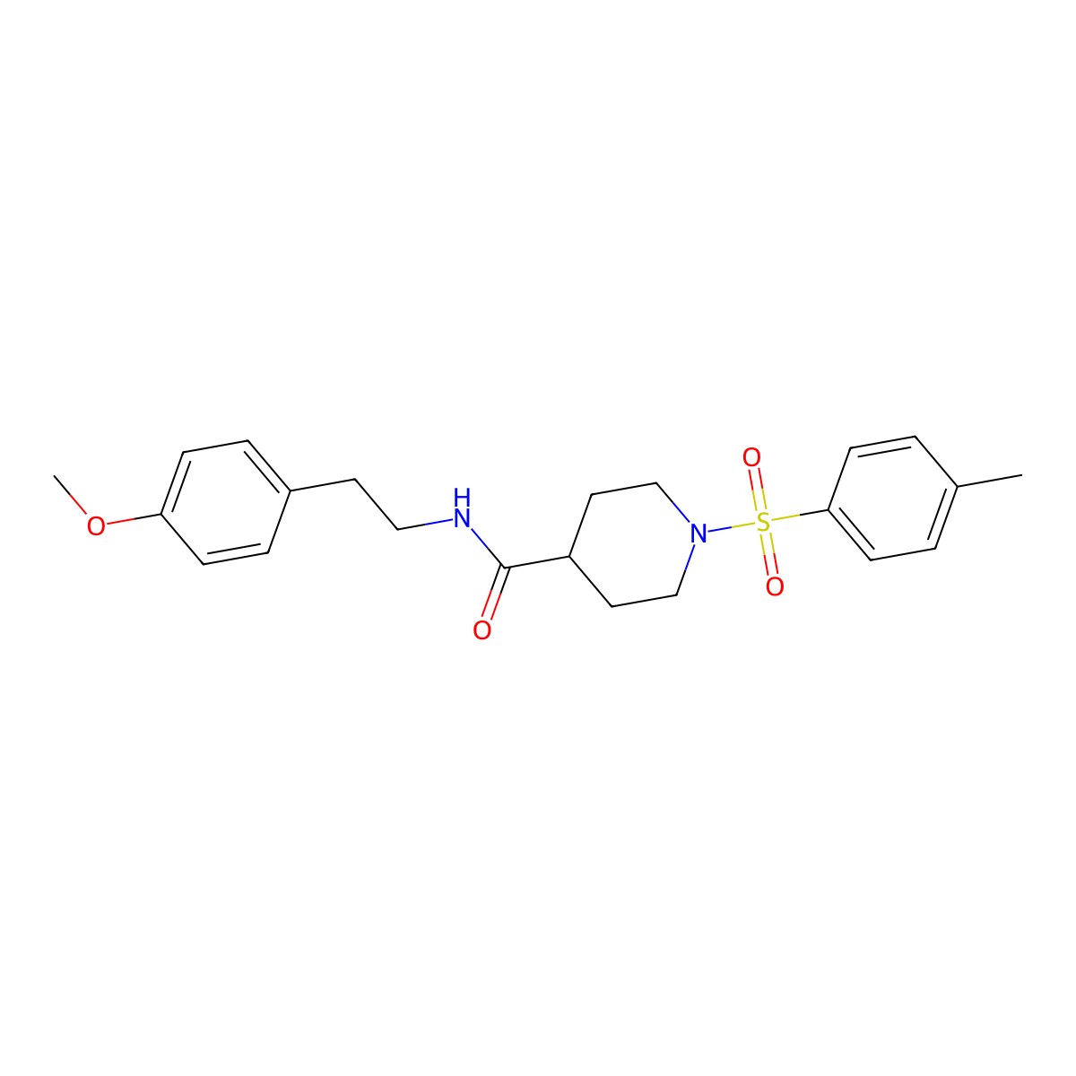 N-[2-(4-methoxyphenyl)ethyl]-1-(4-methylphenyl)sulfonylpiperidine-4-carboxamide molecular structure, CAS 433965-91-4