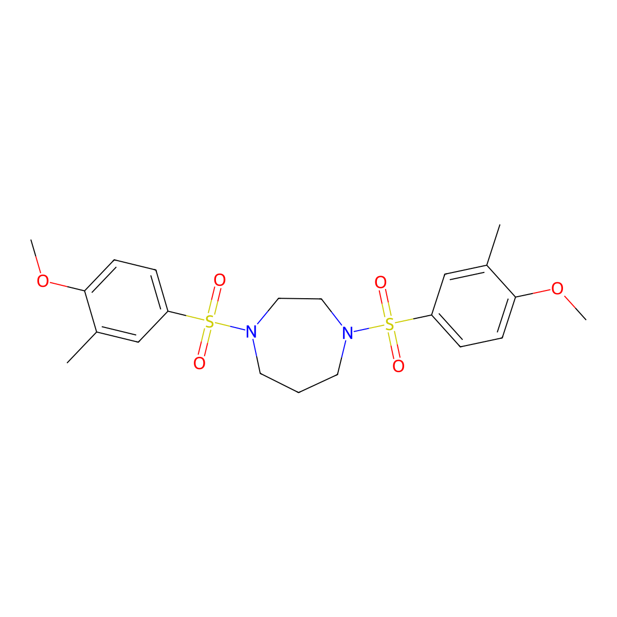 1,4-Bis[(4-methoxy-3-methylphenyl)sulfonyl]-1,4-diazepane molecular structure, CAS 433965-96-9