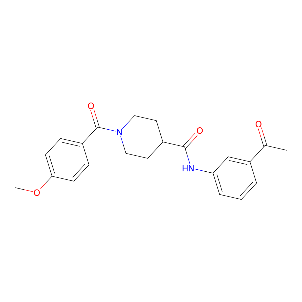 N-(3-acetylphenyl)-1-(4-methoxybenzoyl)piperidine-4-carboxamide molecular structure, CAS 433966-21-3