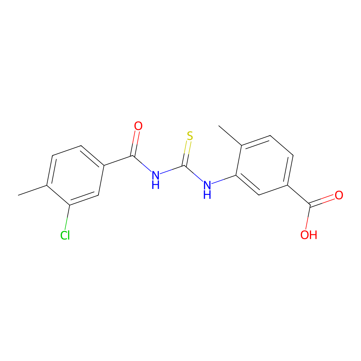 3-({[(3-Chloro-4-methylphenyl)carbonyl]carbamothioyl}amino)-4-methylbenzoic acid molecular structure, CAS 433966-23-5