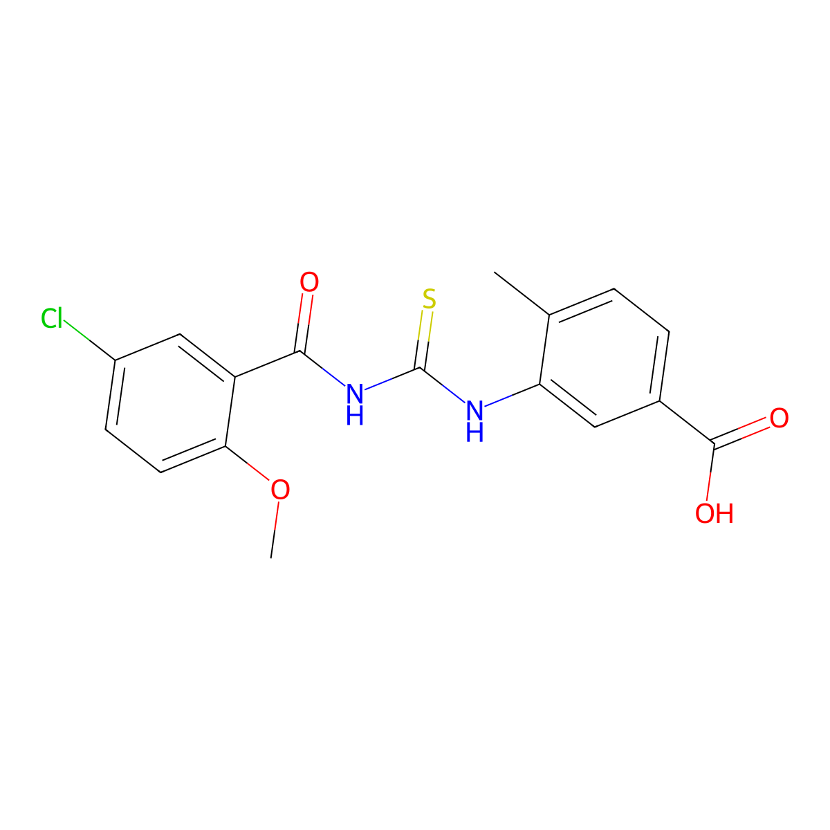 3-({[(5-Chloro-2-methoxyphenyl)carbonyl]carbamothioyl}amino)-4-methylbenzoic acid molecular structure, CAS 433966-29-1