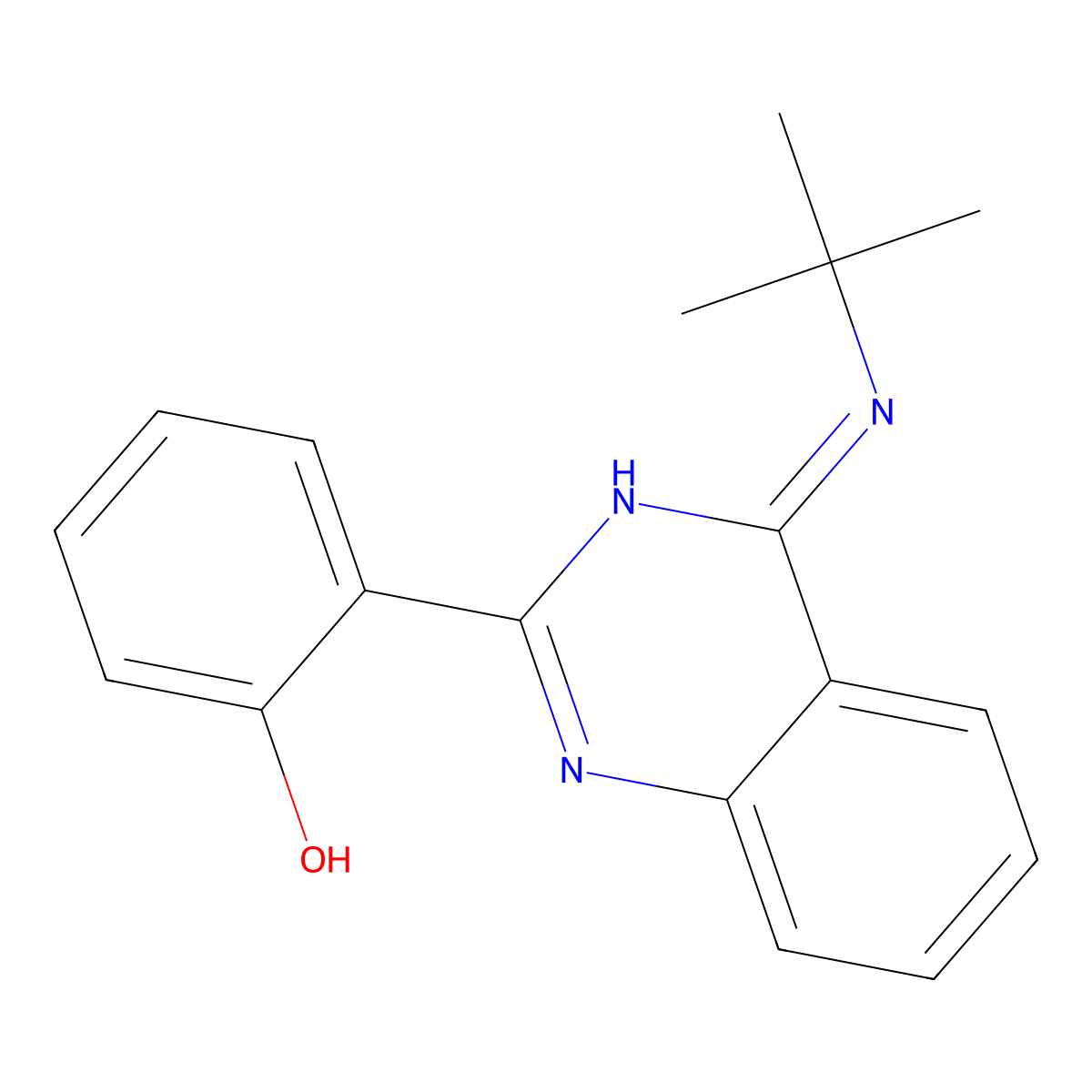 2-[4-(Tert-butylamino)-2-quinazolinyl]phenol molecular structure, CAS 433966-69-9