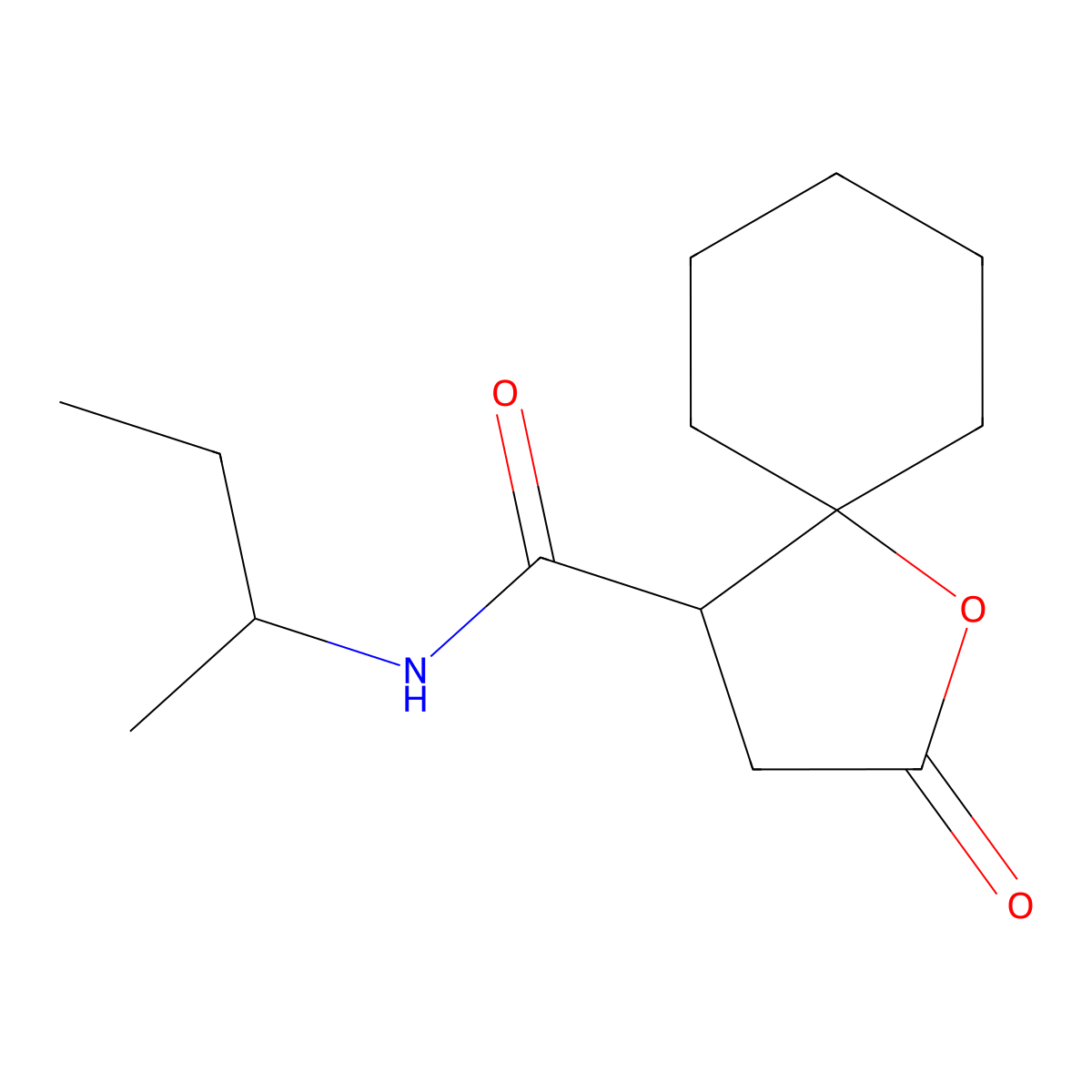 N-(sec-butyl)-2-oxo-1-oxaspiro[4.5]decane-4-carboxamide molecular structure, CAS 433966-81-5