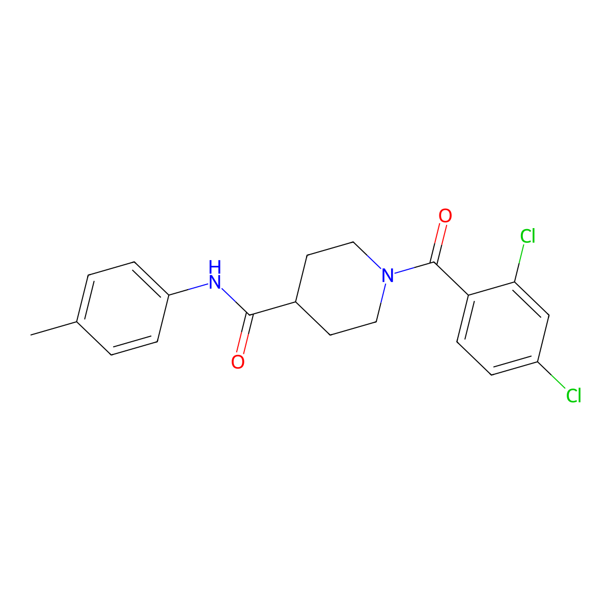 1-(2,4-dichlorobenzoyl)-N-(4-methylphenyl)piperidine-4-carboxamide molecular structure, CAS 433966-83-7
