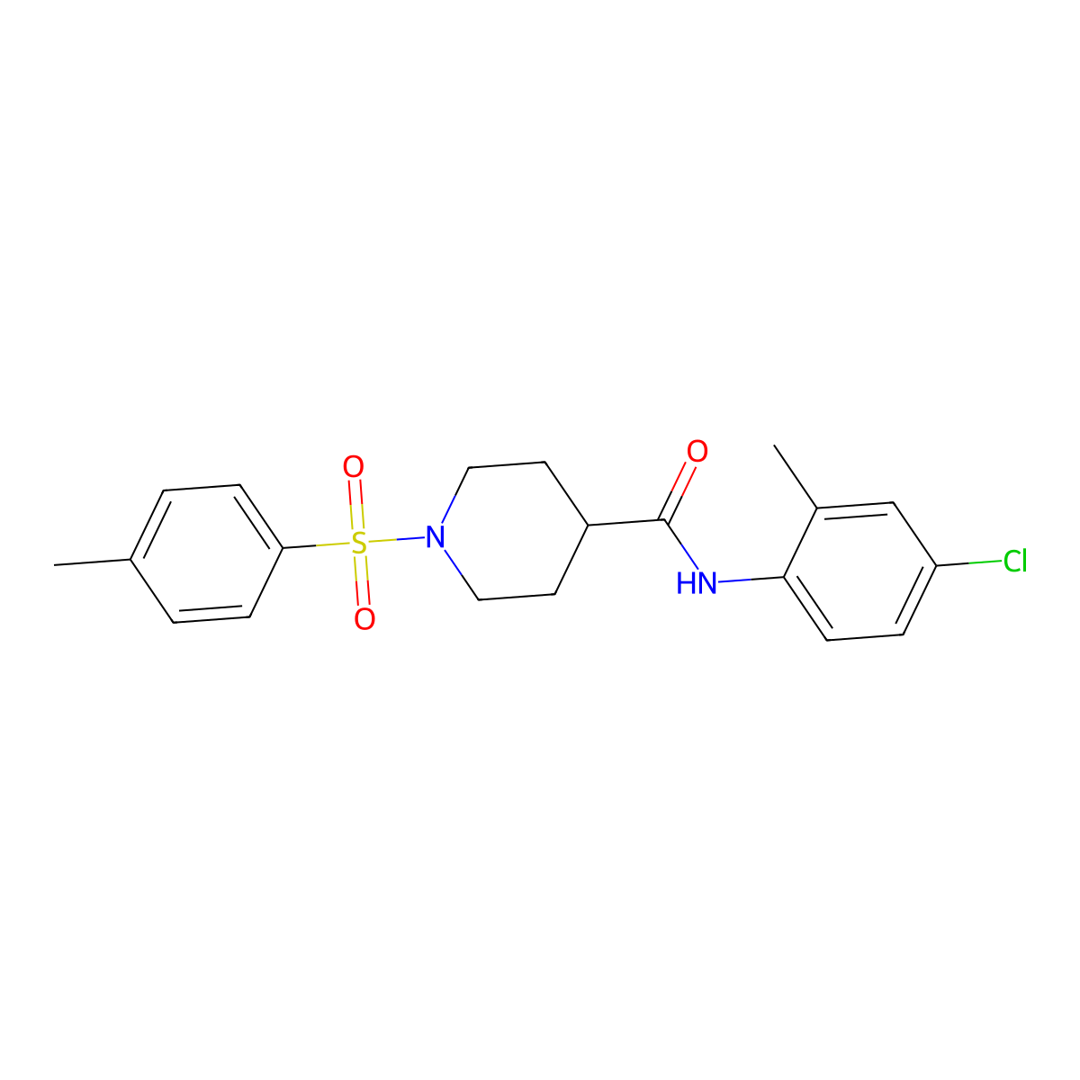 N-(4-chloro-2-methylphenyl)-1-(4-methylphenyl)sulfonylpiperidine-4-carboxamide molecular structure, CAS 433966-88-2