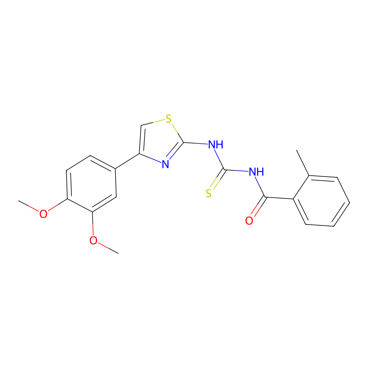 N-[[4-(3,4-dimethoxyphenyl)-1,3-thiazol-2-yl]carbamothioyl]-2-methylbenzamide molecular structure, CAS 433966-98-4