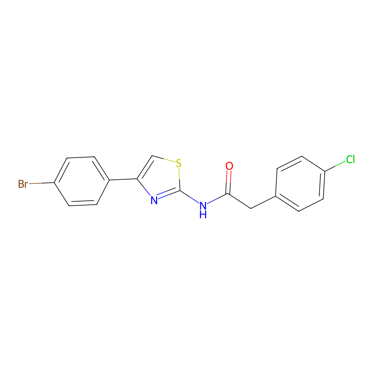 N-[4-(4-bromophenyl)-1,3-thiazol-2-yl]-2-(4-chlorophenyl)acetamide molecular structure, CAS 433967-00-1