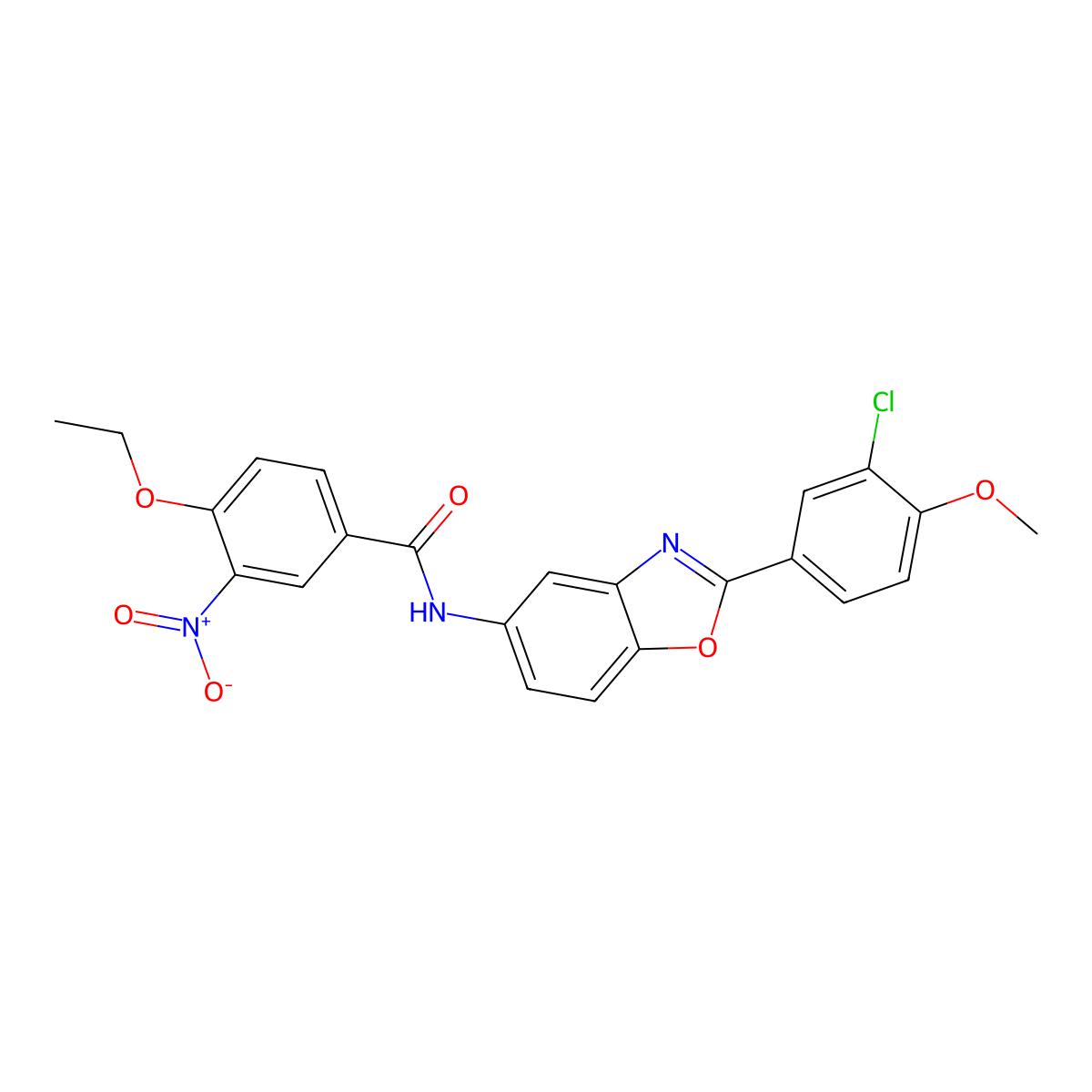 N-[2-(3-chloro-4-methoxyphenyl)-1,3-benzoxazol-5-yl]-4-ethoxy-3-nitrobenzamide molecular structure, CAS 433967-11-4