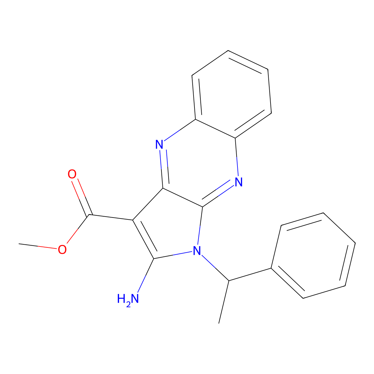 methyl 2-amino-1-(1-phenylethyl)-1H-pyrrolo[2,3-b]quinoxaline-3-carboxylate molecular structure, CAS 433967-14-7
