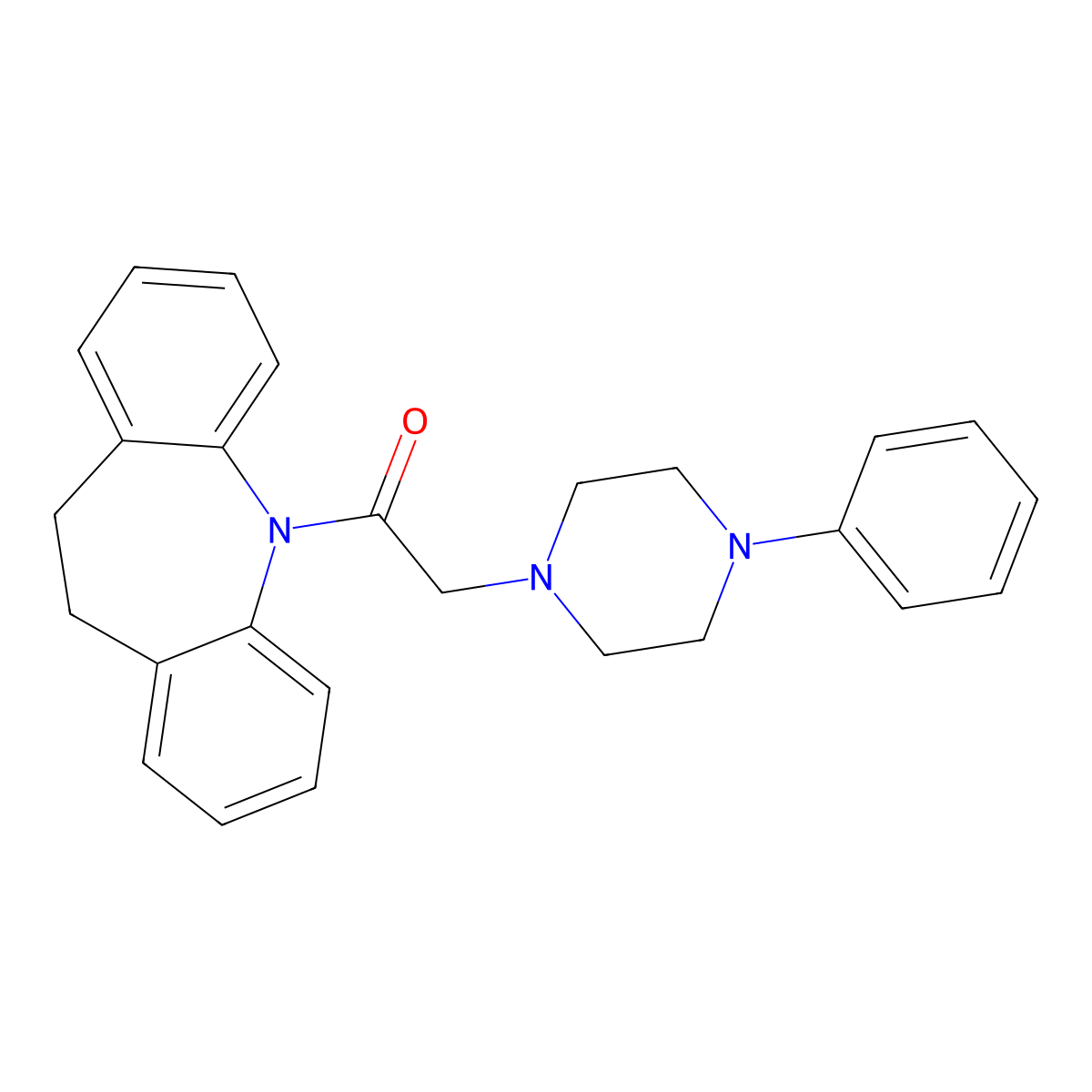 5-[(4-phenylpiperazin-1-yl)acetyl]-10,11-dihydro-5H-dibenzo[b,f]azepine molecular structure, CAS 433967-48-7