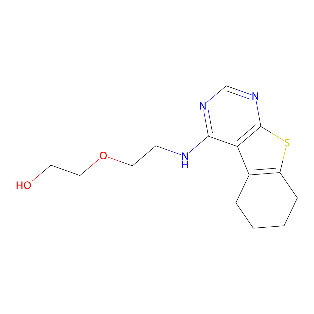 2-[2-(5,6,7,8-Tetrahydro[1]benzothieno[2,3-d]pyrimidin-4-ylamino)ethoxy]ethanol molecular structure, CAS 433967-54-5
