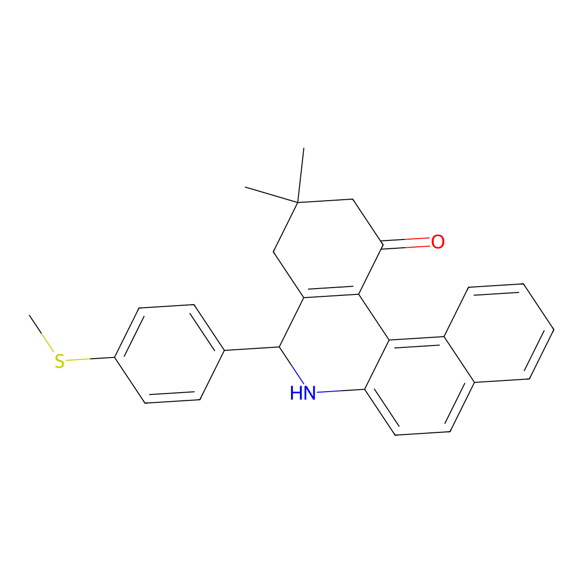 3,3-Dimethyl-5-(4-methylsulfanylphenyl)-2,4,5,6-tetrahydrobenzo[a]phenanthridin-1-one molecular structure, CAS 433967-62-5