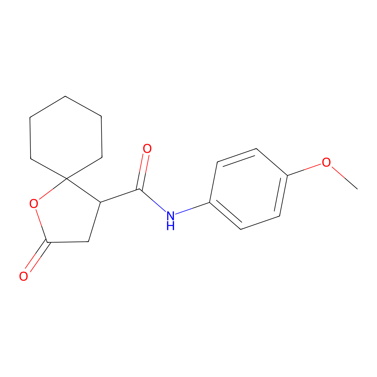 N-(4-methoxyphenyl)-2-oxo-1-oxaspiro[4.5]decane-4-carboxamide molecular structure, CAS 433967-68-1