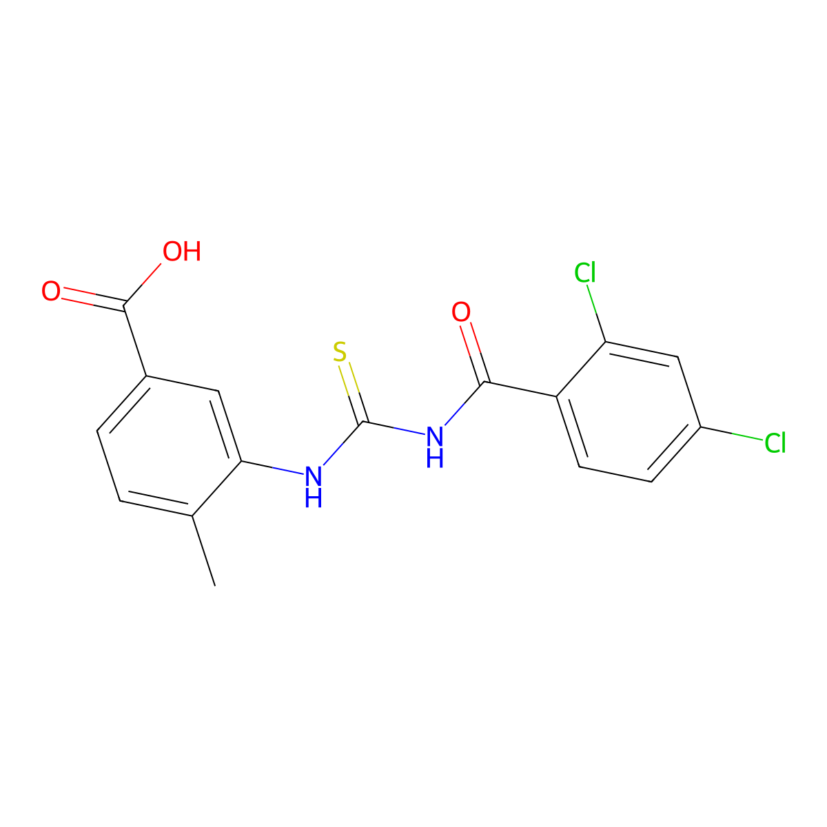 3-[(2,4-Dichlorobenzoyl)carbamothioylamino]-4-methylbenzoic acid molecular structure, CAS 433967-81-8