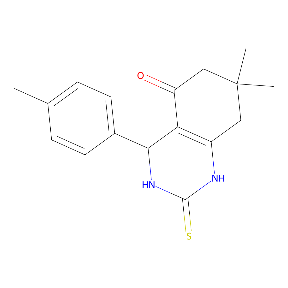 7,7-dimethyl-4-(4-methylphenyl)-2-sulfanylidene-3,4,6,8-tetrahydro-1H-quinazolin-5-one molecular structure, CAS 433969-00-7