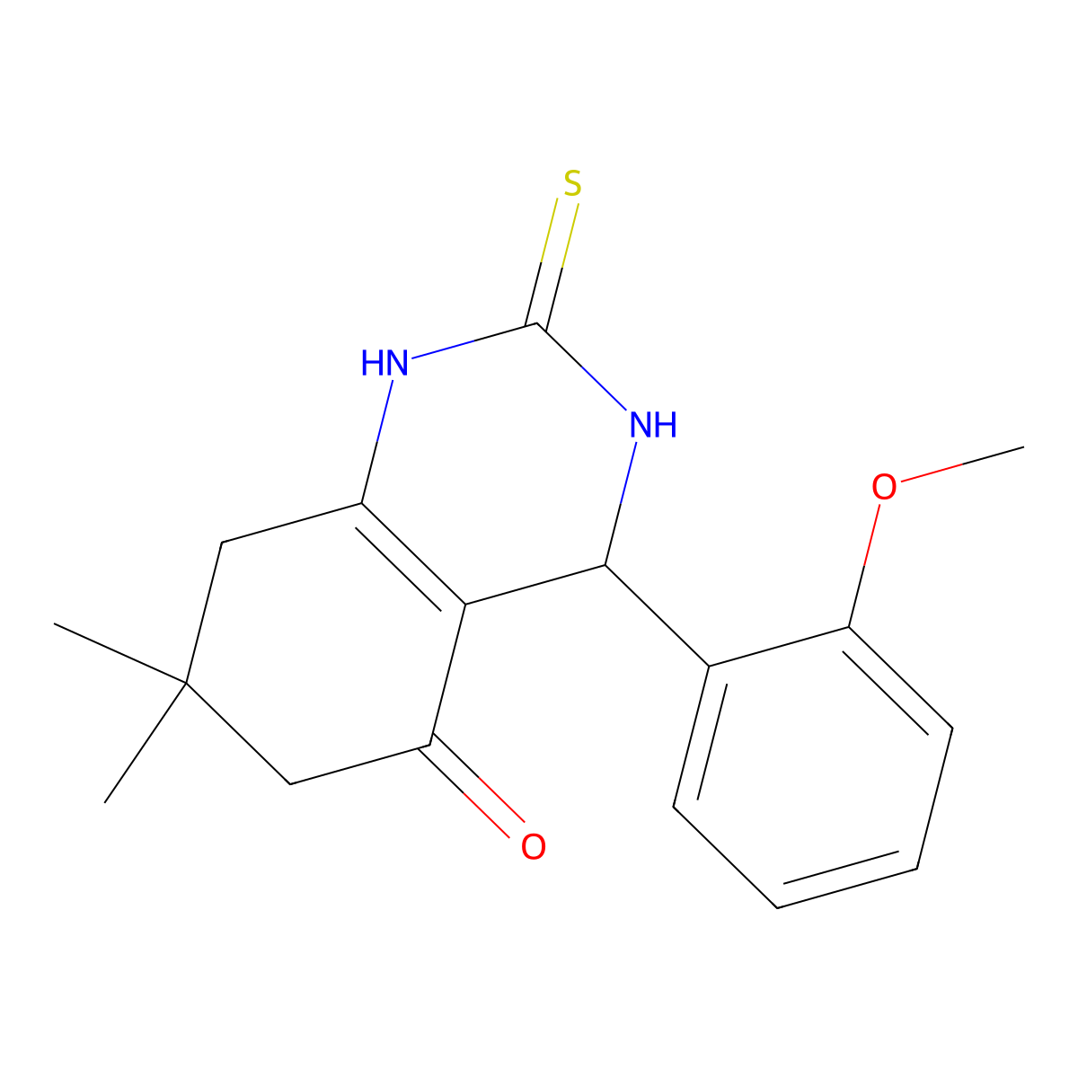 4-(2-methoxyphenyl)-7,7-dimethyl-2-thioxo-1,2,3,4,7,8-hexahydroquinazolin-5(6H)-one molecular structure, CAS 433969-01-8