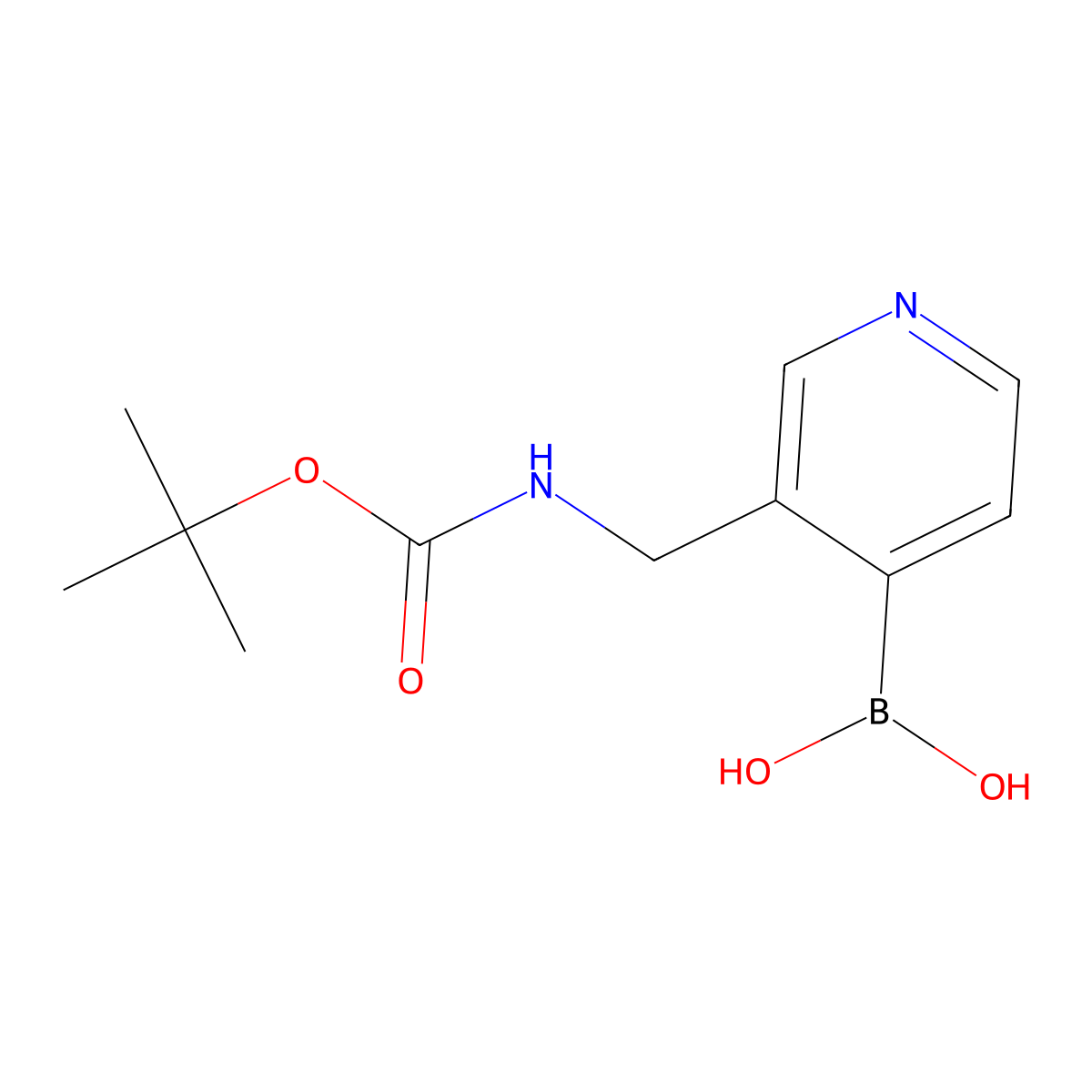 (3-(((tert-Butoxycarbonyl)amino)methyl)pyridin-4-yl)boronic acid molecular structure, CAS 433969-29-0