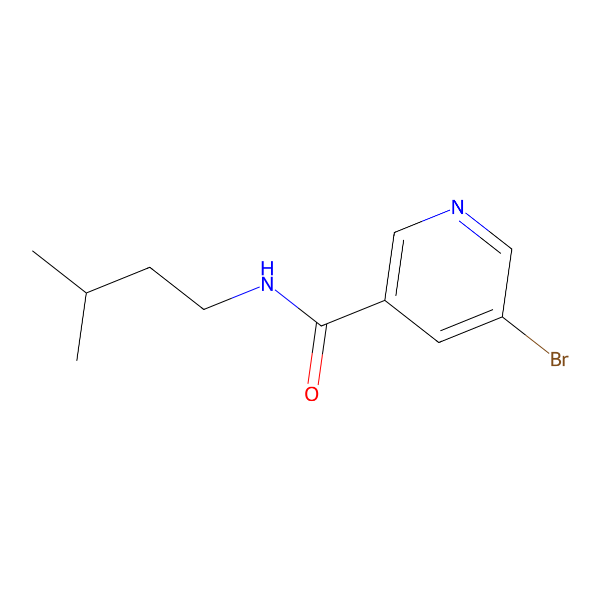 5-bromo-N-(3-methylbutyl)pyridine-3-carboxamide molecular structure, CAS 433969-36-9