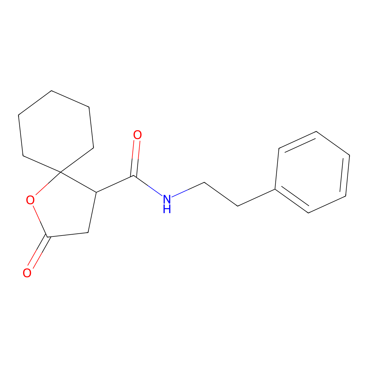 2-oxo-N-(2-phenylethyl)-1-oxaspiro[4.5]decane-4-carboxamide molecular structure, CAS 433970-56-0