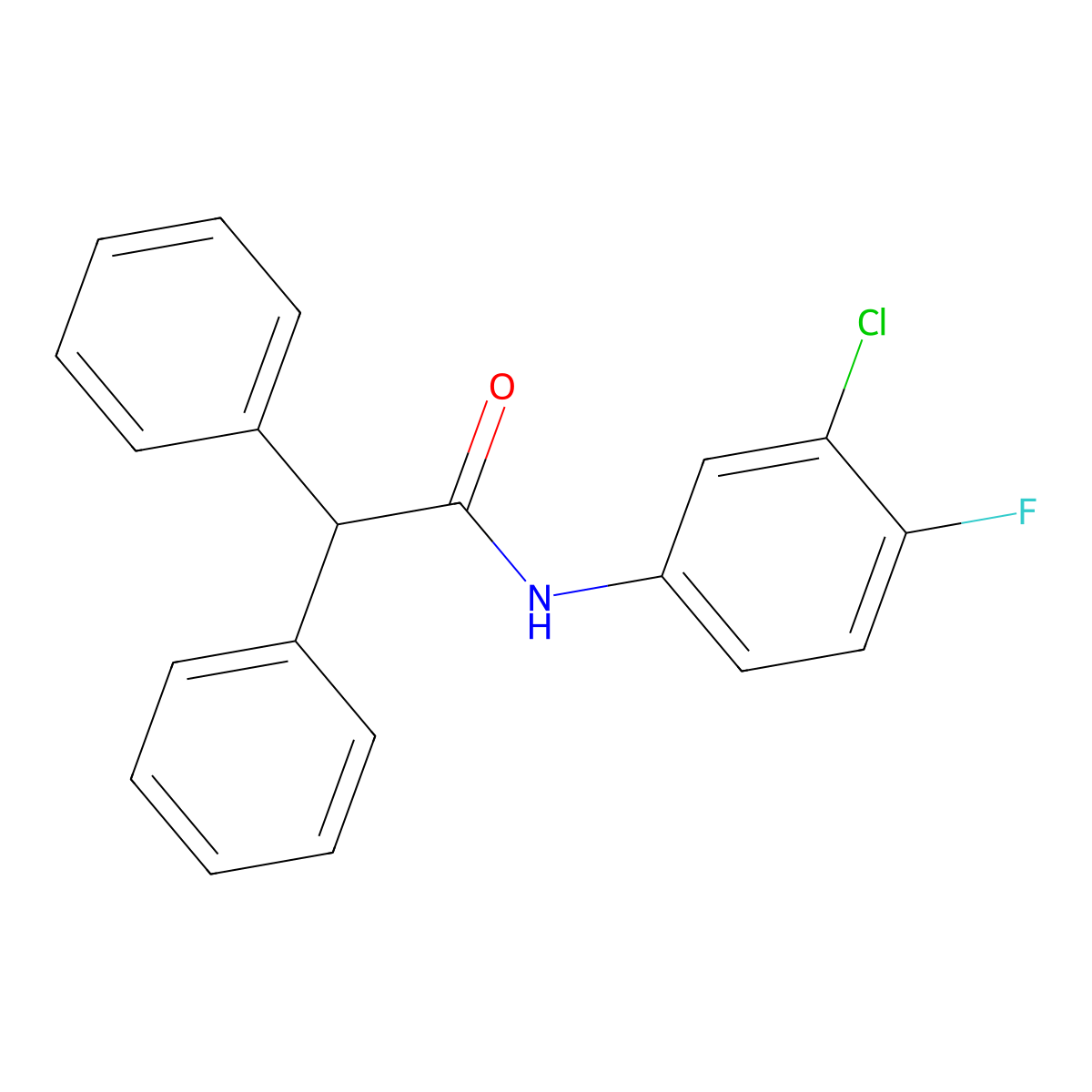 N-(3-chloro-4-fluorophenyl)-2,2-diphenylacetamide molecular structure, CAS 433970-90-2
