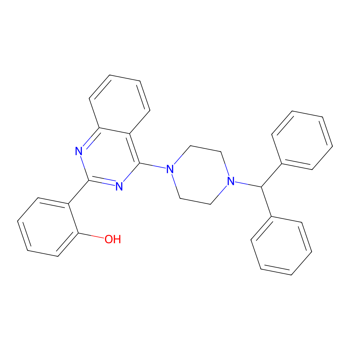 2-{4-[4-(Diphenylmethyl)piperazin-1-yl]quinazolin-2-yl}phenol molecular structure, CAS 433971-04-1