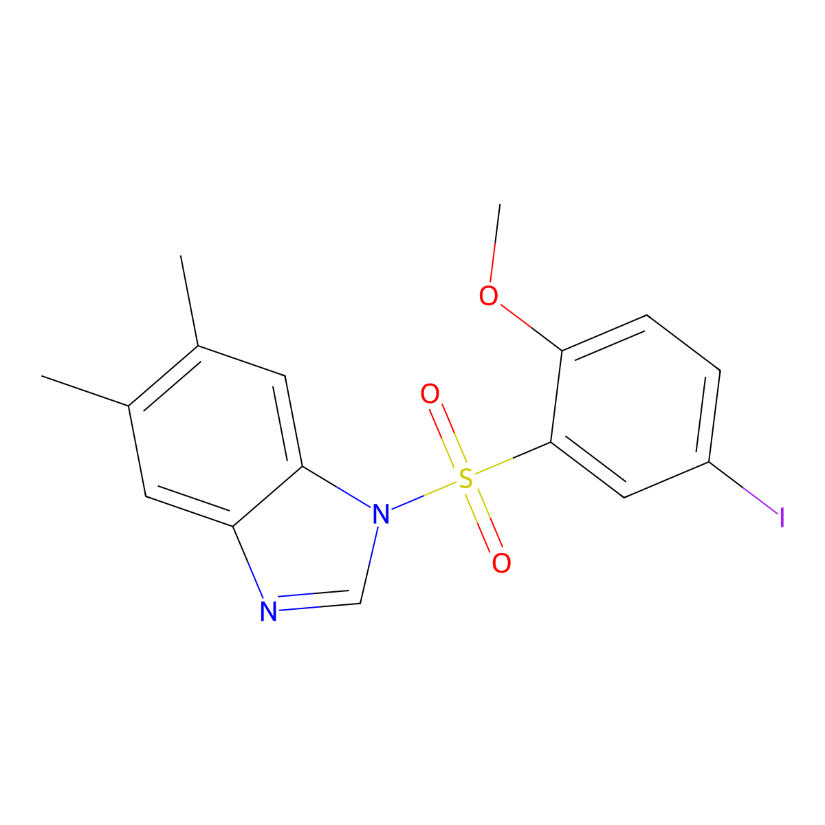 1-(5-Iodo-2-methoxyphenyl)sulfonyl-5,6-dimethylbenzimidazole molecular structure, CAS 433971-10-9