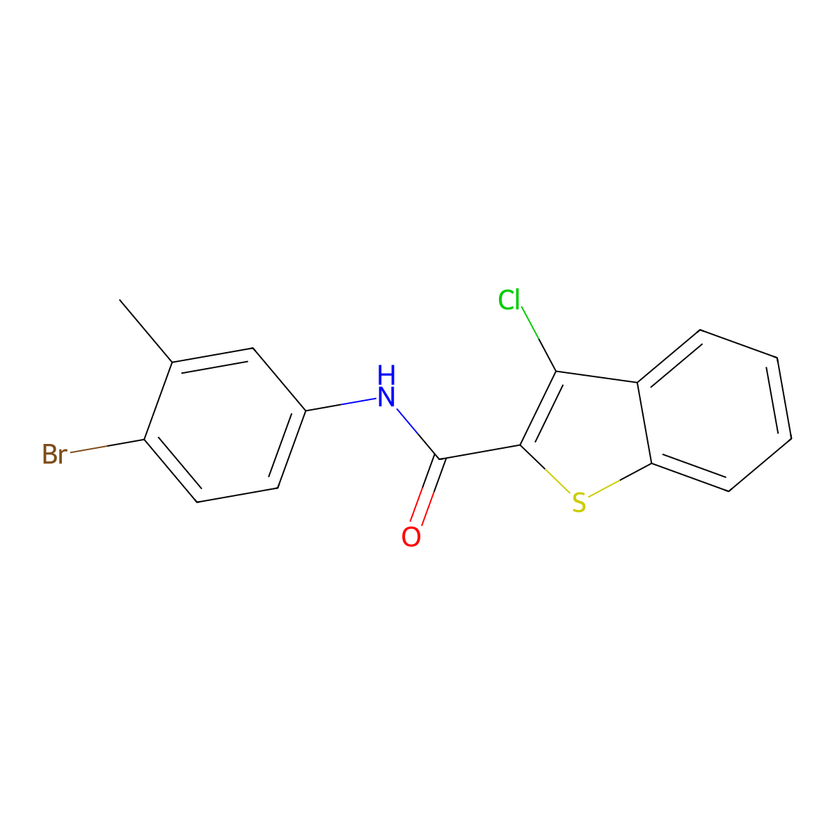 N-(4-bromo-3-methylphenyl)-3-chloro-1-benzothiophene-2-carboxamide molecular structure, CAS 433971-11-0