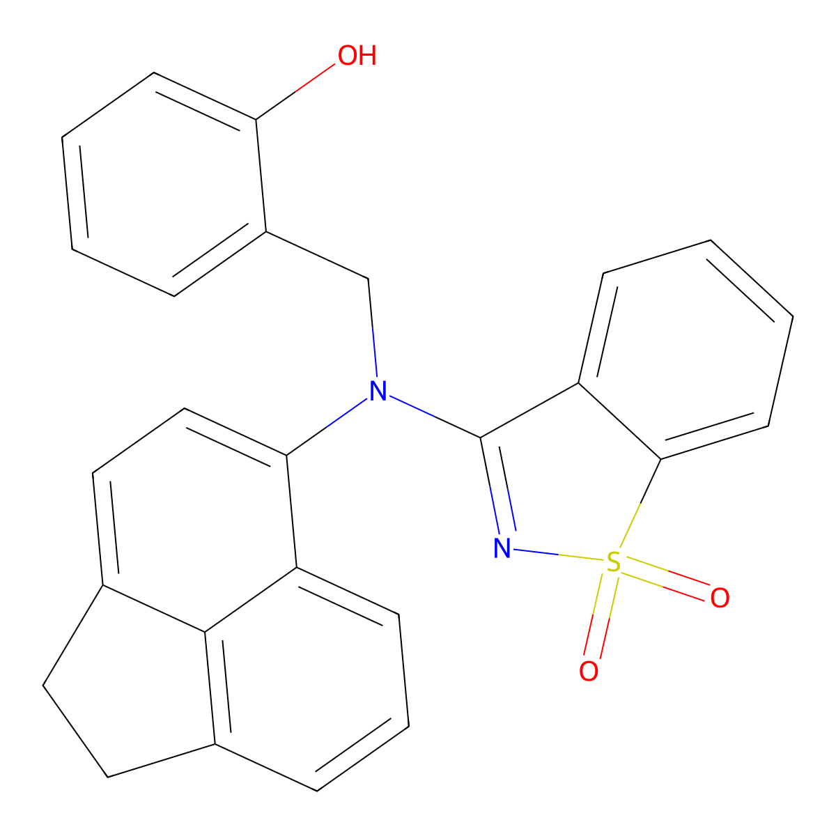 2-{[1,2-Dihydroacenaphthylen-5-YL(1,1-dioxido-1,2-benzisothiazol-3-YL)amino]methyl}phenol molecular structure, CAS 433971-12-1
