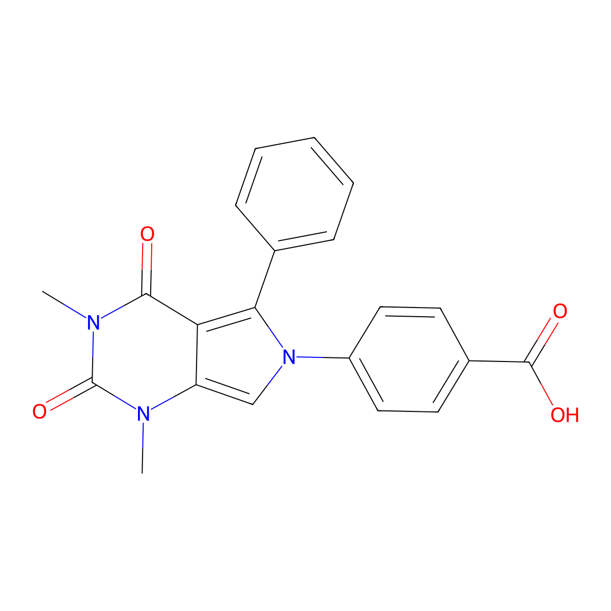 4-(1,3-dimethyl-2,4-dioxo-5-phenyl-1,2,3,4-tetrahydro-6H-pyrrolo[3,4-d]pyrimidin-6-yl)benzoic acid molecular structure, CAS 433971-13-2