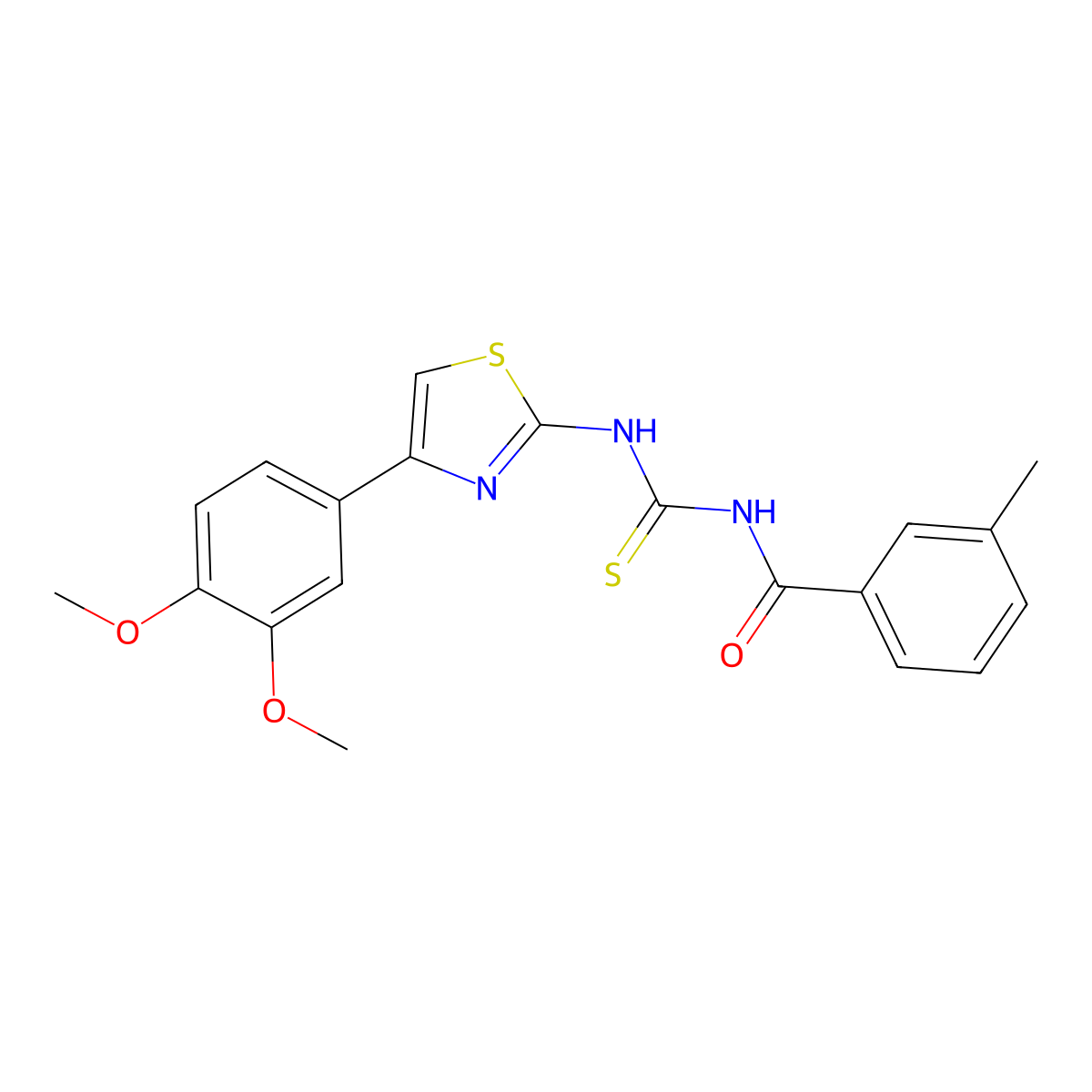 N-[[4-(3,4-dimethoxyphenyl)-1,3-thiazol-2-yl]carbamothioyl]-3-methylbenzamide molecular structure, CAS 433971-40-5