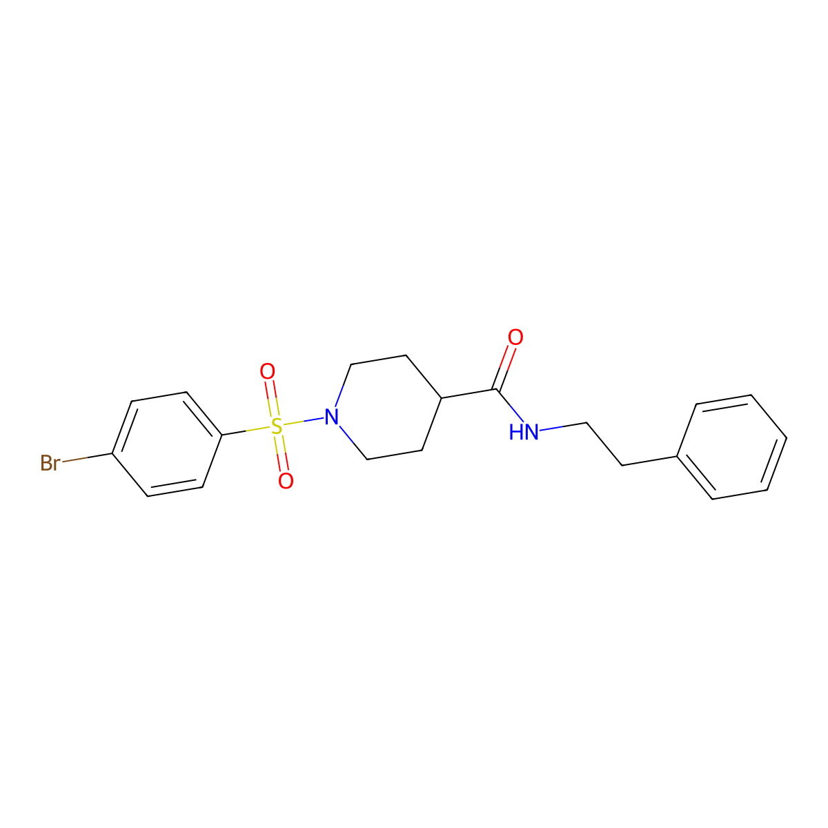 1-[(4-bromophenyl)sulfonyl]-N-(2-phenylethyl)piperidine-4-carboxamide molecular structure, CAS 433971-54-1